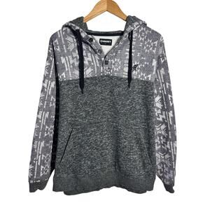 Hooey Men Size L Jimmy Aztec Print Grey Pullover Hoodie HH1194AZGY Athleisure